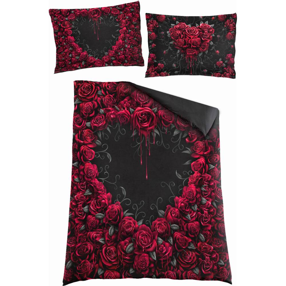Spiral - BLEEDING HEART Dekbedovertrekset - Eenpersoons - Zwart